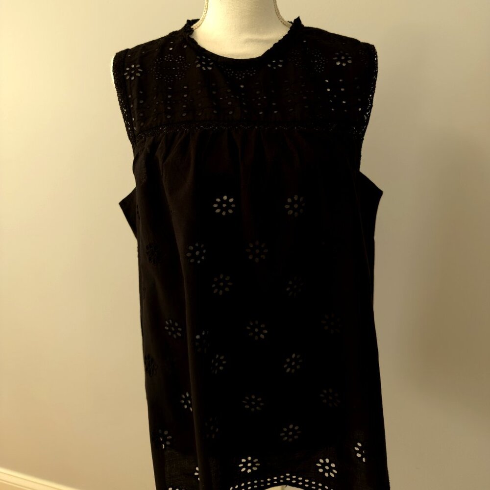 Black Eyelet Top